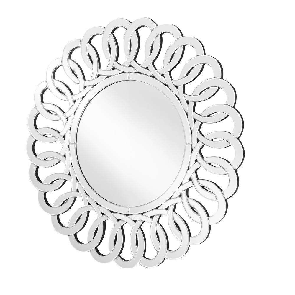 Decor Flair Emory 31 5 In Contemporary Round Mirror With Clear Mdf Contemporary Round Mirror With Clear Mdf Frame Shape