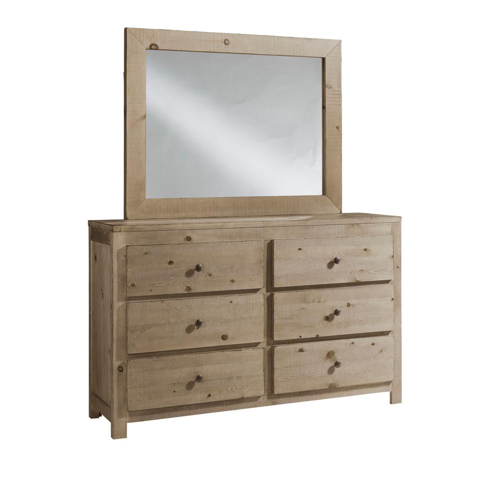 Progressive Furniture Wheaton 6 Drawer Natural Dresser With Mirror