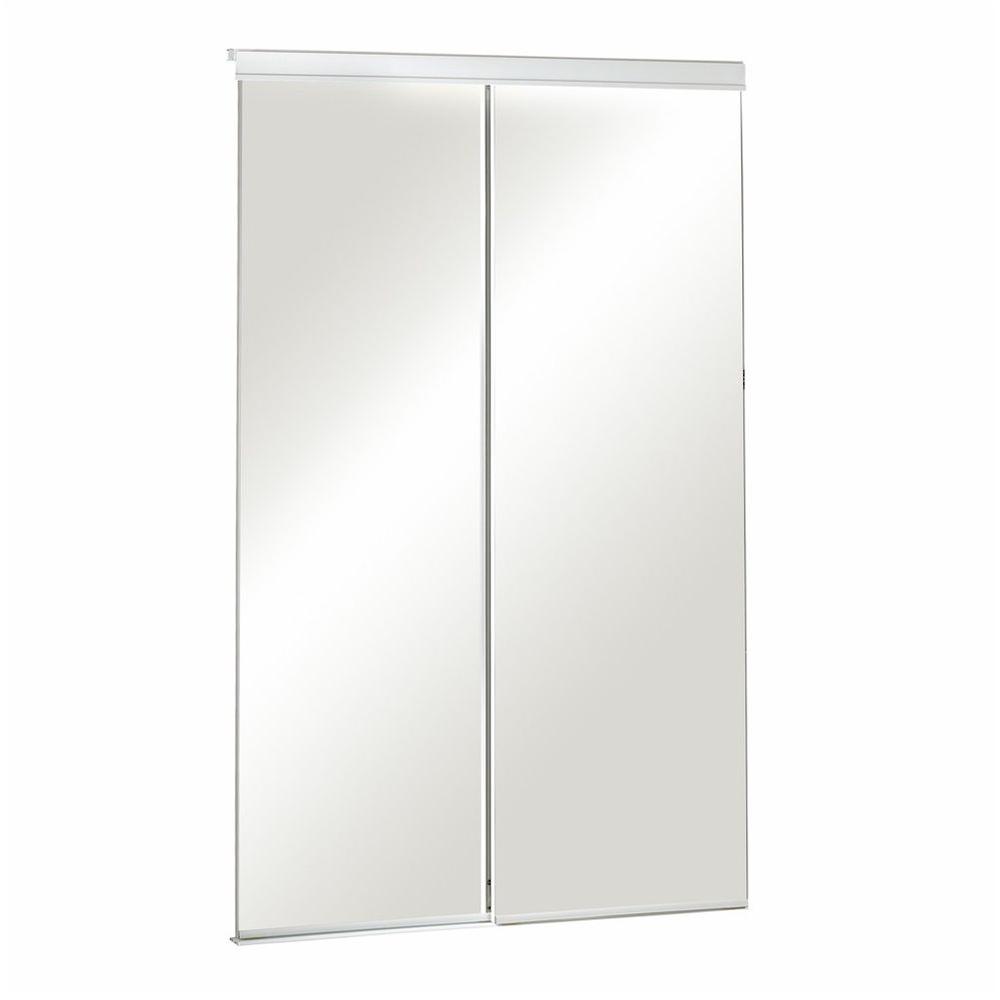 Pinecroft 72 In. X 80 In. Mirror 2-Panel Bevelled White Frame Aluminum ...