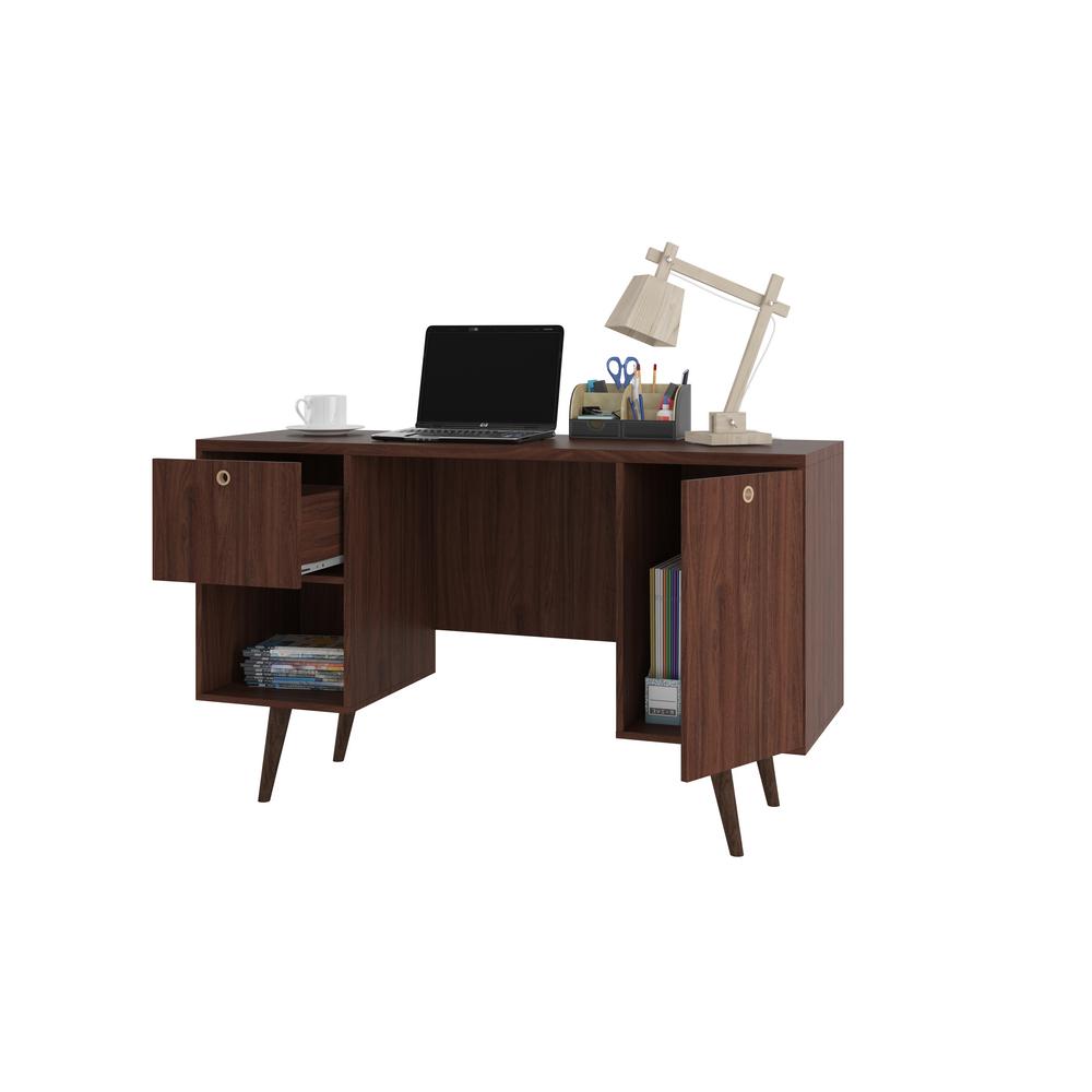 Manhattan Comfort Edgar Dark Brown 1 Drawer Office Desk 133amc163