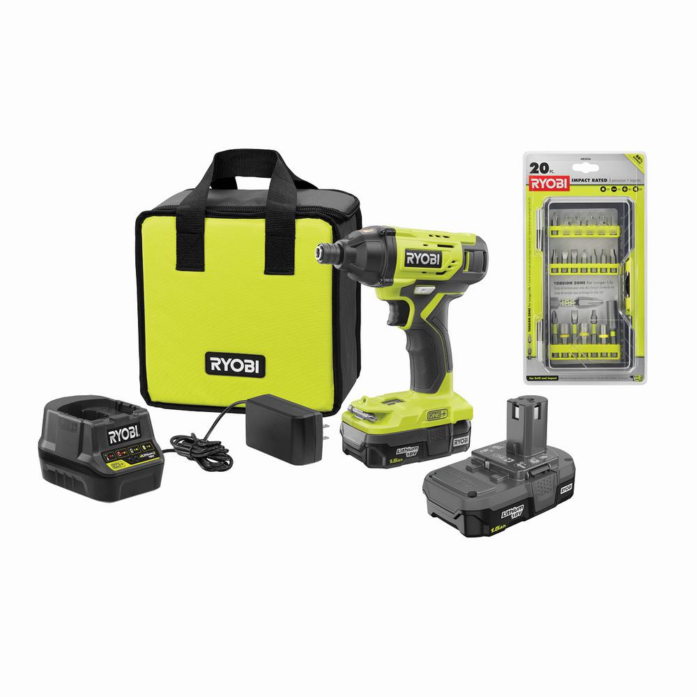 RYOBI ONE+ 18V Cordless 1/4 in. Impact Driver Kit with (2) Batteries