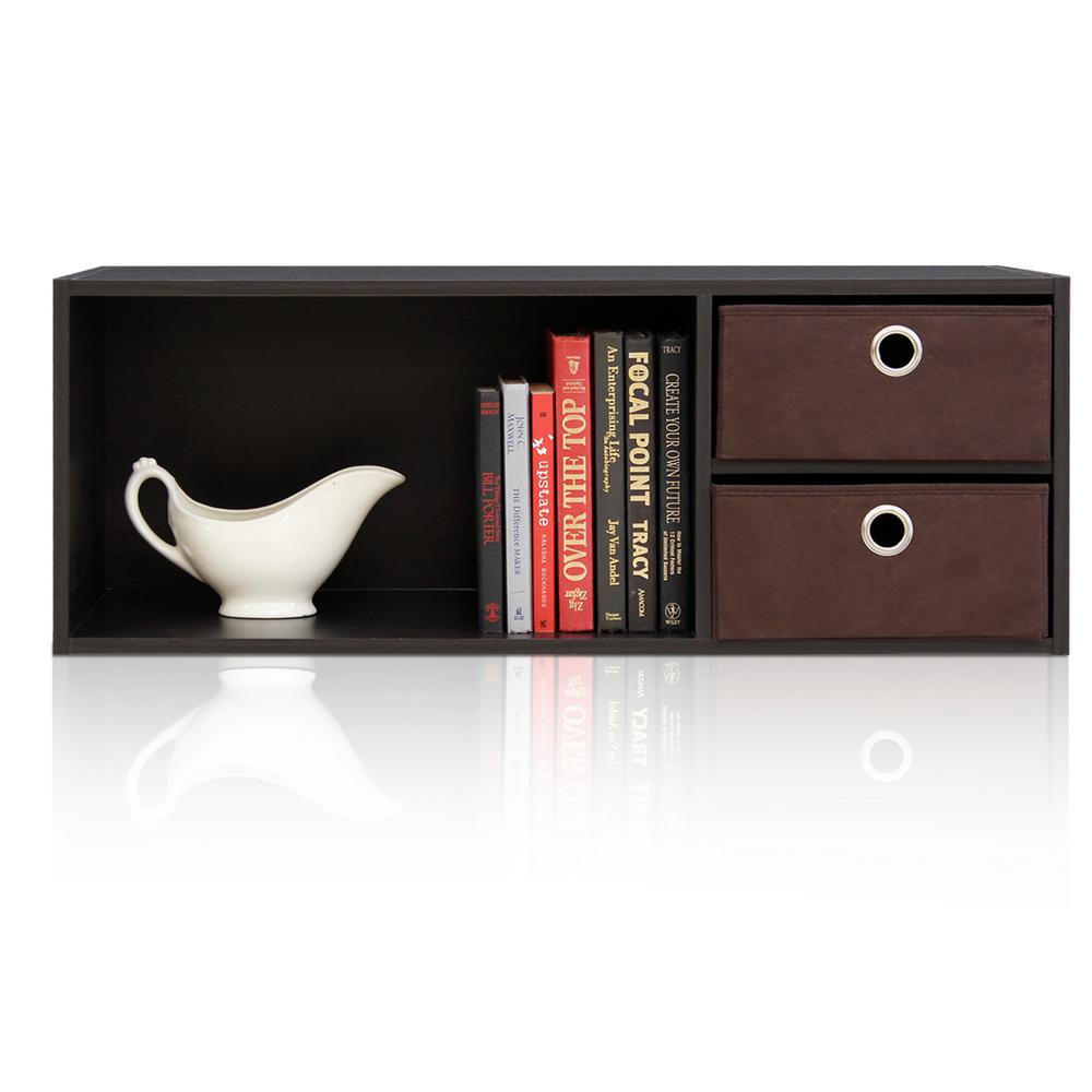 Furinno EX Home Espresso Wall Mounted Hutch with Bin Drawers10005EX/BR