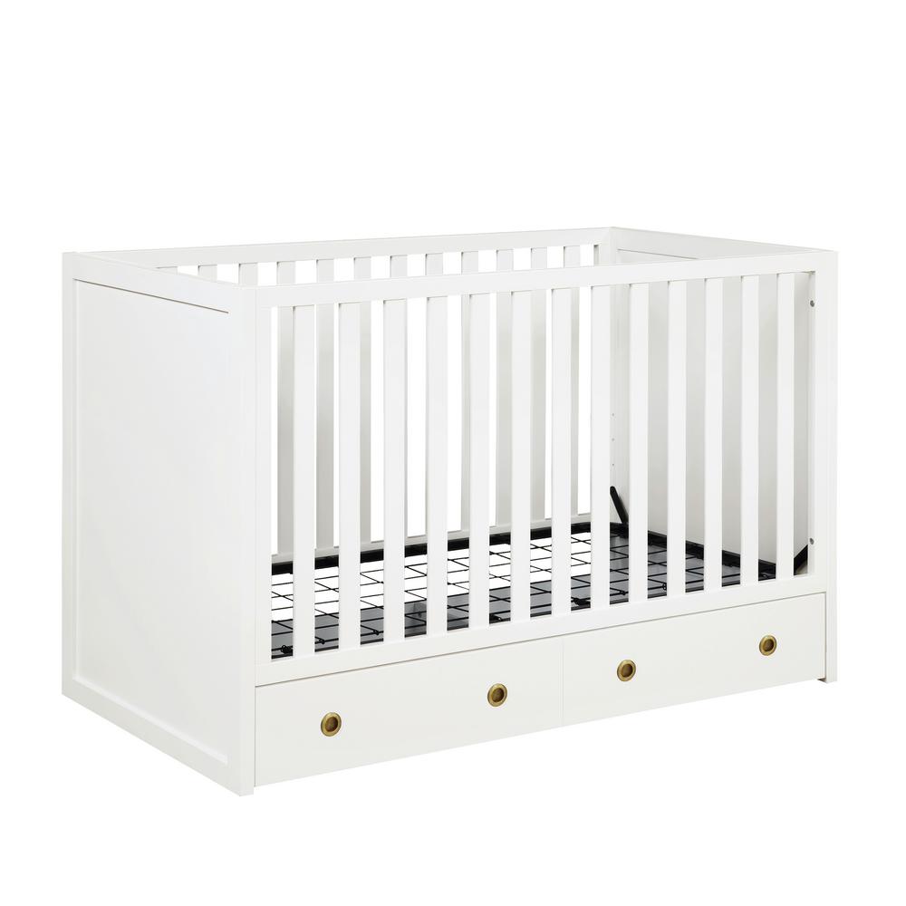 Novogratz Rue 3 In 1 White Convertible Baby Crib With Storage