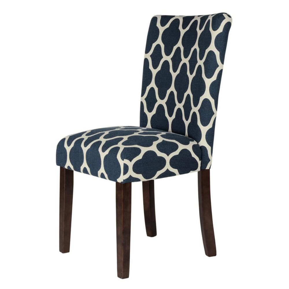 Homepop Parsons Navy Blue Geo Brights Upholstered Dining Chair Set Of 2 K6805 F2051 The Home Depot