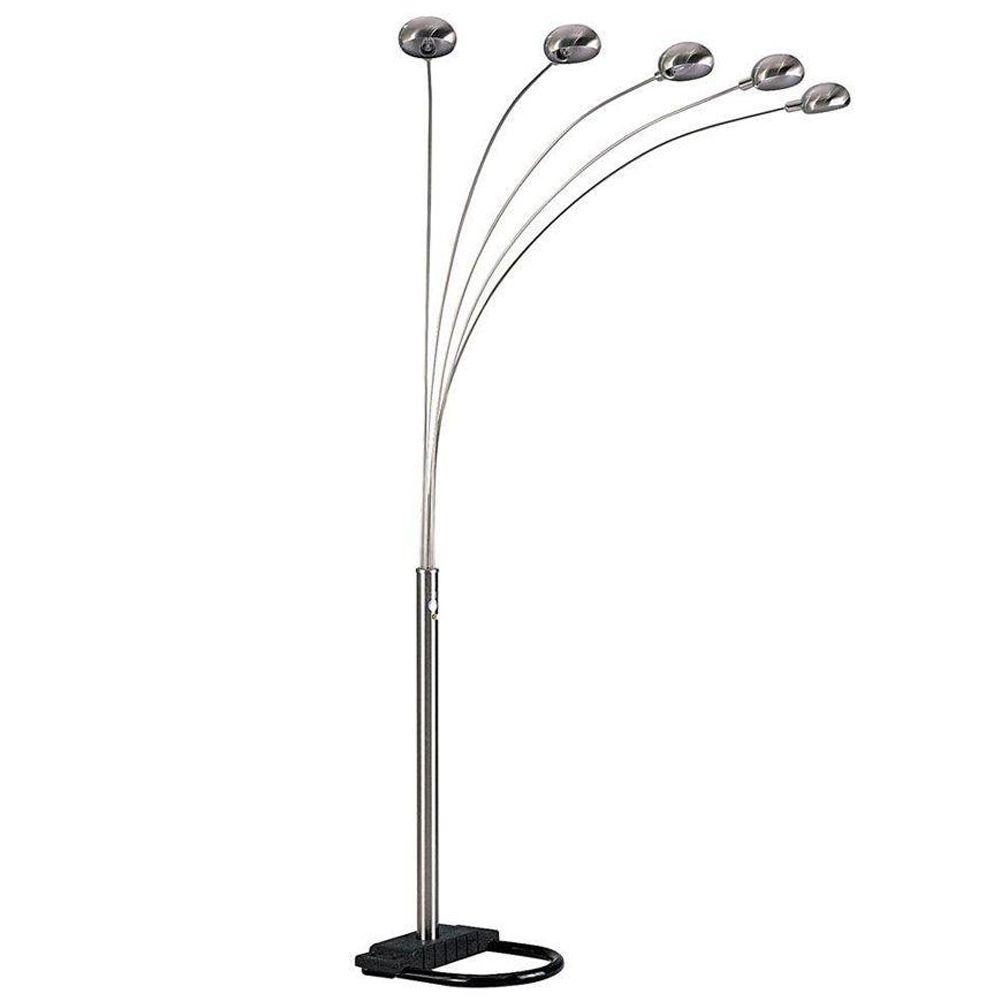 Details About Floor Lamp Dimmer Cylindrical Modern Rotary Satin Brushed Nickel Plug In 5 Arms