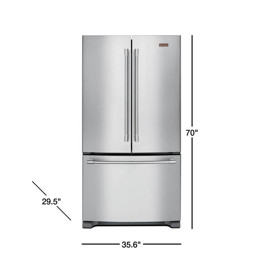 Maytag 20 Cu Ft French Door Refrigerator In Fingerprint Resistant Stainless Steel Counter Depth Mfc2062fez The Home Depot