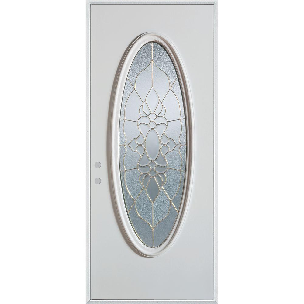 Stanley Doors 32 In X 80 In Traditional Brass Oval Lite Painted