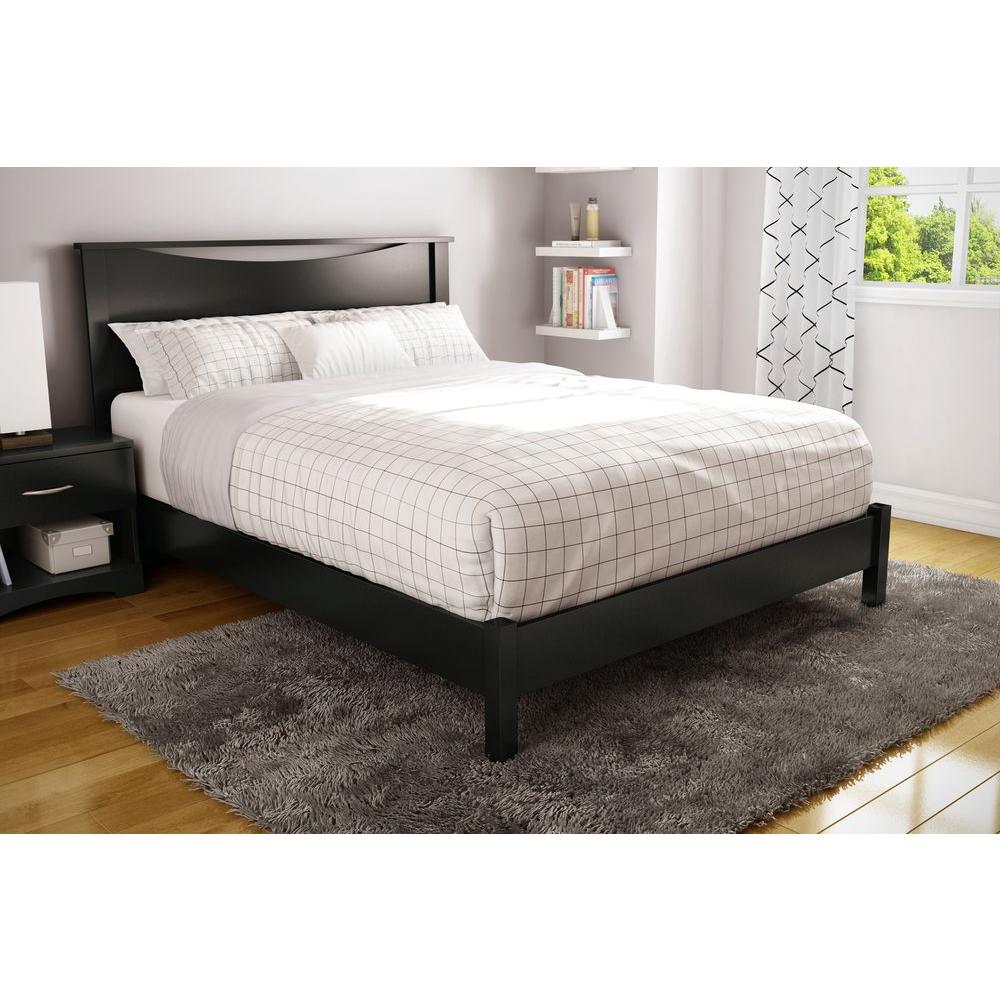 South Shore Step One Queen-Size Platform Bed in Pure Black ...