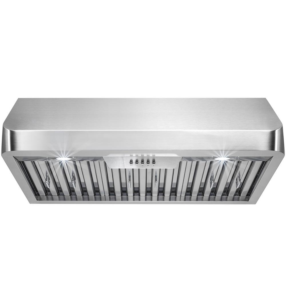AKDY 36 in. 492 CFM Ducted Under Range Hood in Black Painted