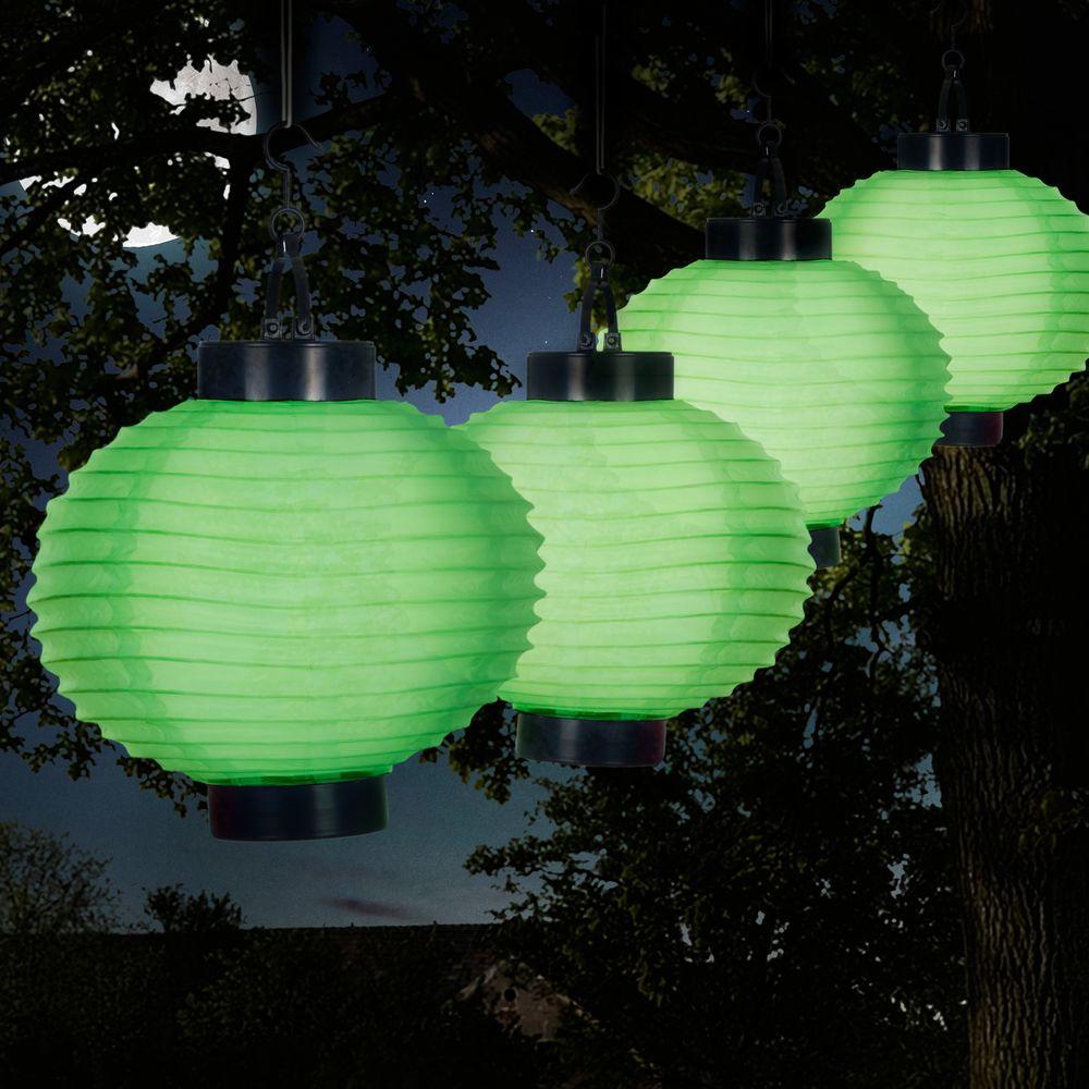 Pure Garden 4 Light Green Outdoor Led Solar Chinese Lantern