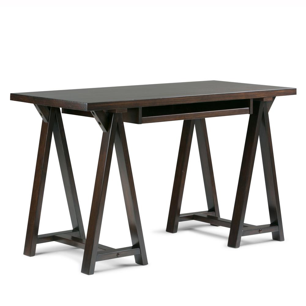 Simpli Home Sawhorse Solid Wood Modern Industrial 50 In Wide