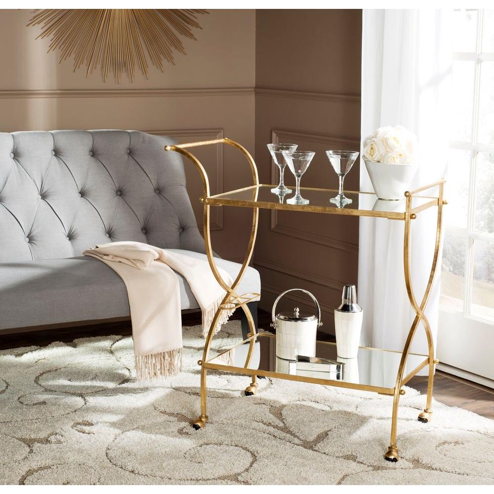 Safavieh Lucretius Gold Serving Cart Fox2556b The Home Depot Safavieh Lucretius Gold Serving Cart