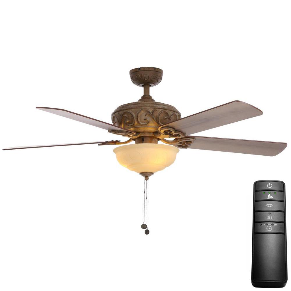 Indoor Ceiling Fans Lighting The Home Depot Led Tuscan Bisque Ceiling Fan With Light Kit