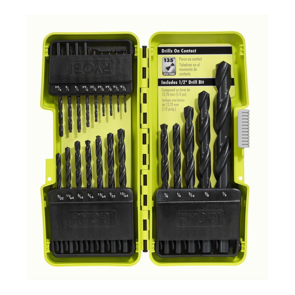 RYOBI Black Oxide Drill Bit Set (21 Pcs) Assorted Twist Straight Shank