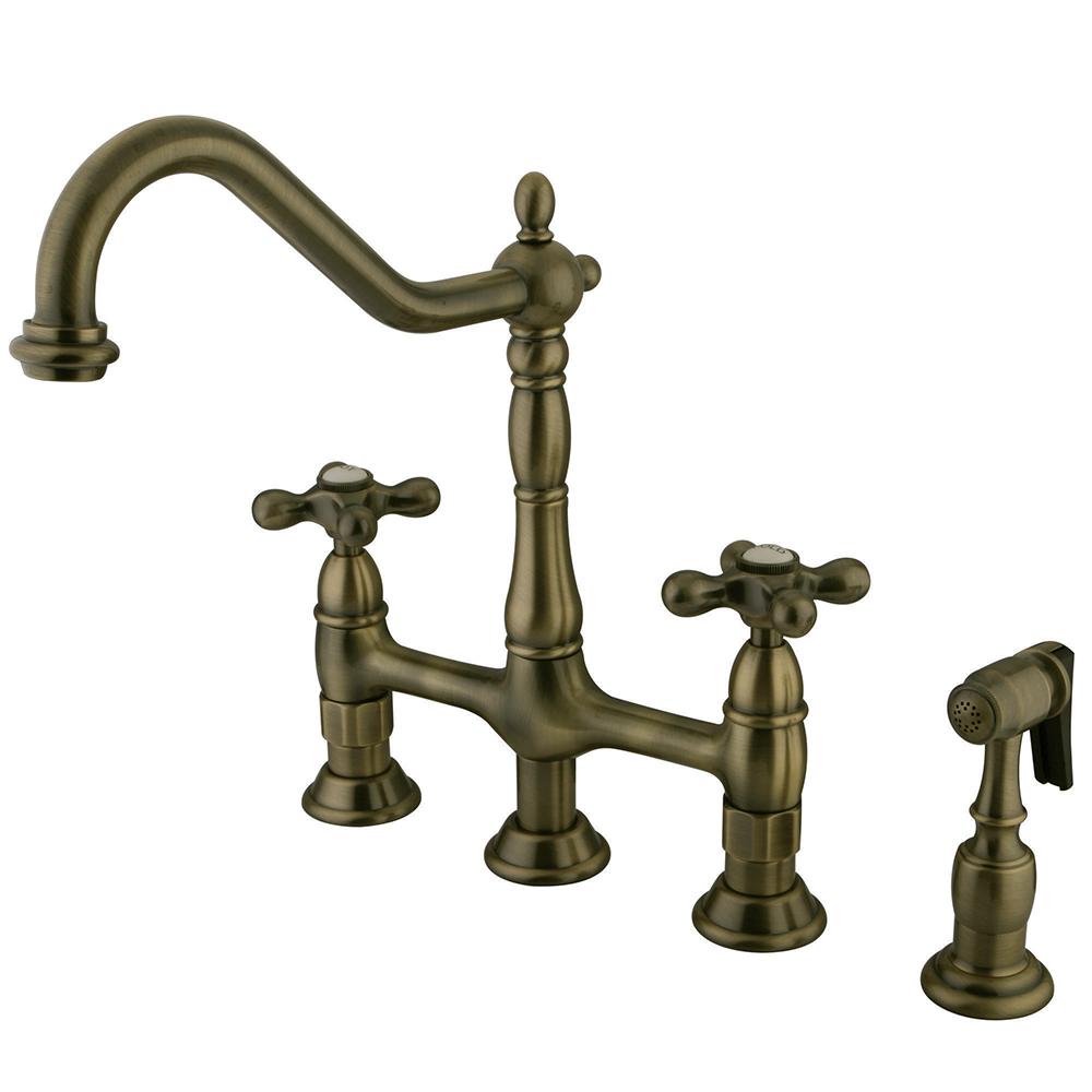 Vintage Brass Kingston Brass Bridge Faucets Hks1273axbs 64 1000 