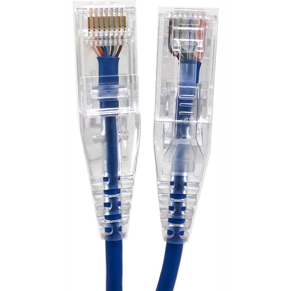 Micro Connectors, Inc 1 ft. 28AWG Ultra Slim CAT 6 Patch Cables, Blue