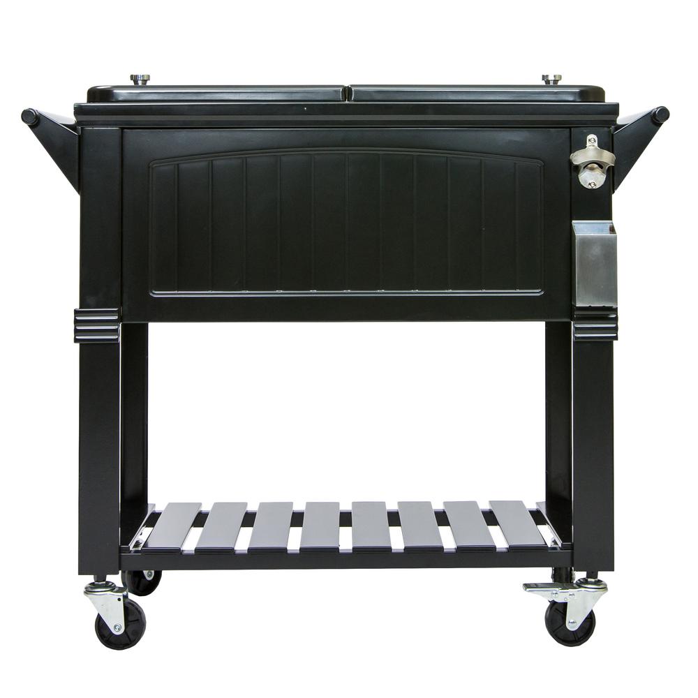 Permasteel 80 Qt. Black Antique Furniture Style Rolling ...