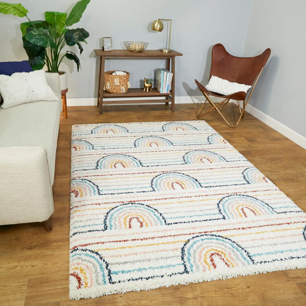 Balta Hailey Rainbow Shag White 5 Ft X 7 Ft Area Rug 3006108 The Home Depot