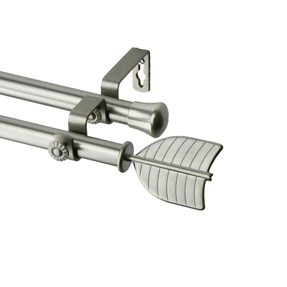Rod Desyne 28 In X 48 In Feather Double Curtain Rod Set In Satin
