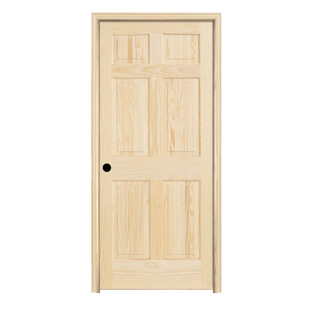 Jeld Wen 32 In X 80 In Pine Unfinished Right Hand 6 Panel Solid