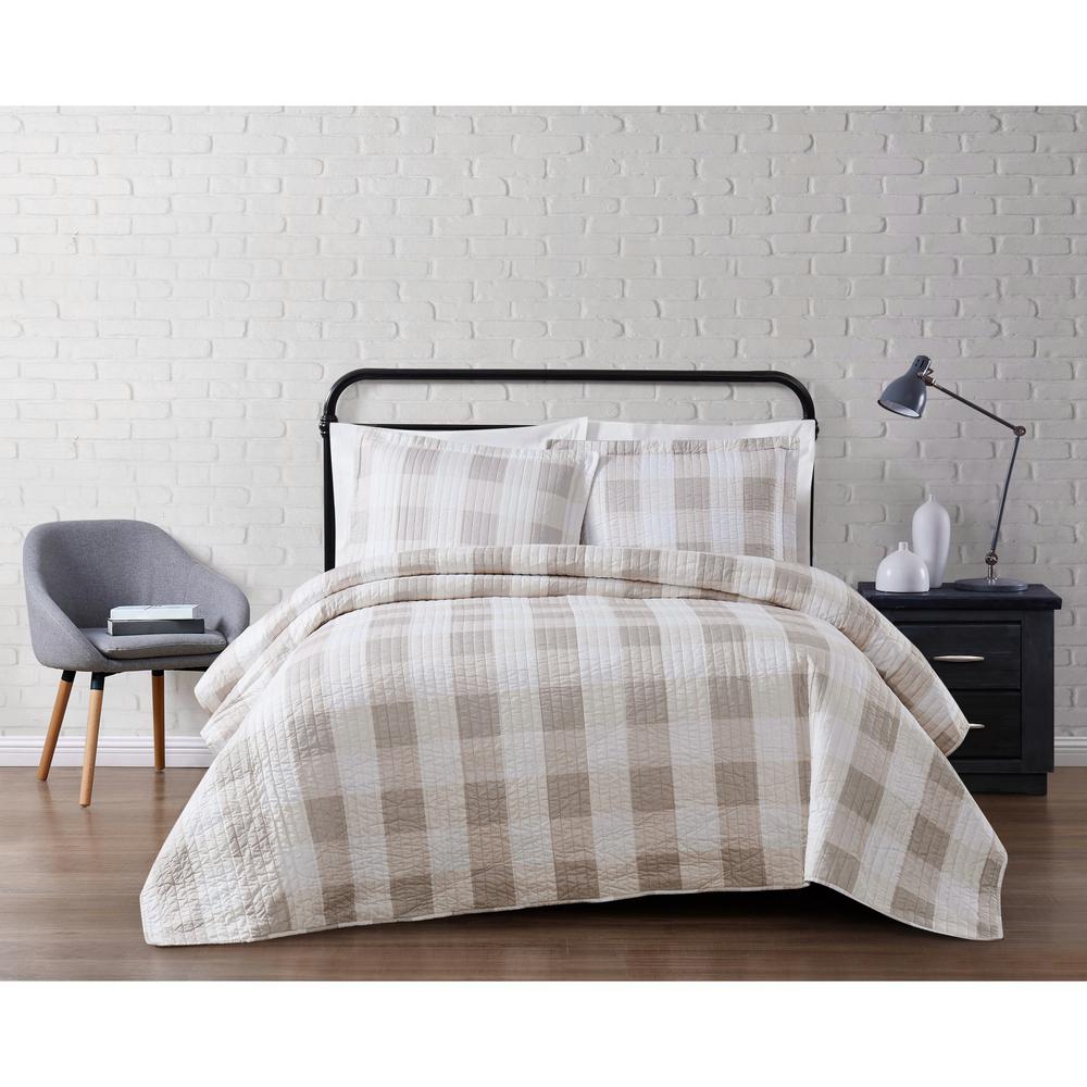 Navy and White Buffalo Check Plaid Stripe Checkered Quilt Bedding Set