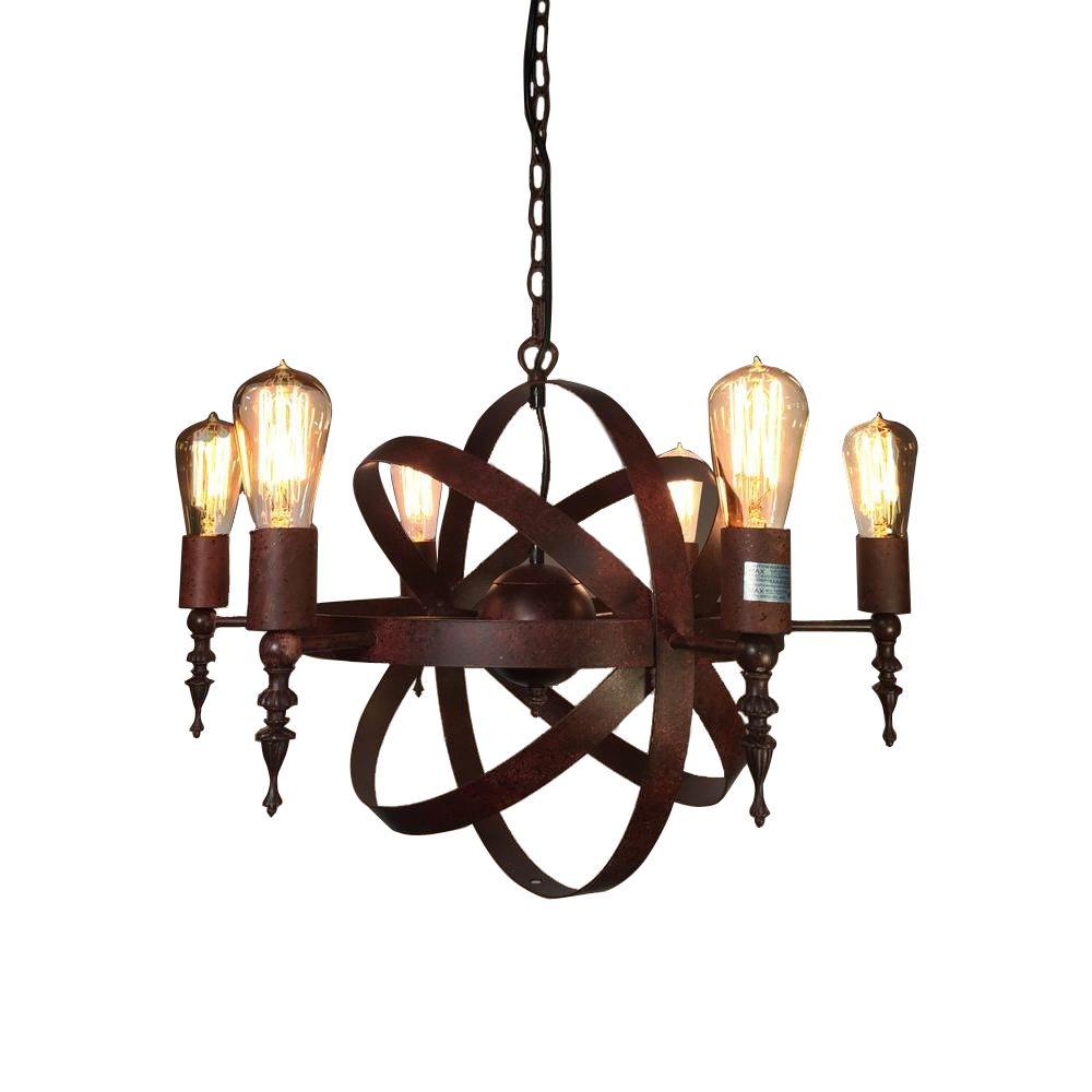 Edison Alexa Collection 6 Light Rusty Steel Indoor Chandelier Edison Alexa Collection 6 Light Rusty Steel Indoor Chandelier