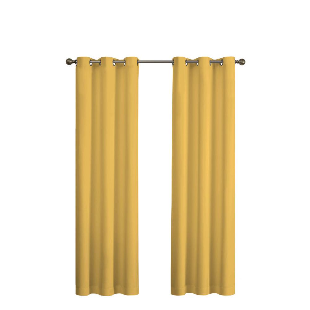 Eclipse Microfiber Blackout Window Curtain Panel In Ochre 42 In