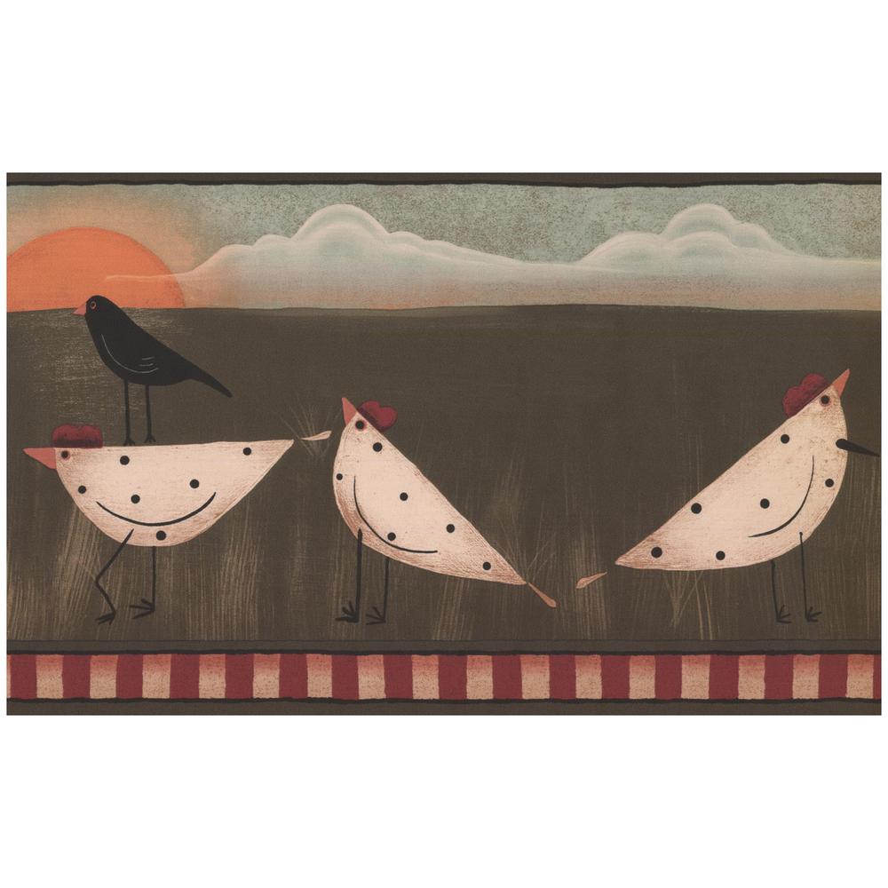 York Wallcoverings Stylized Black And White Dotted Rooster Hen White Dotted Rooster Hen