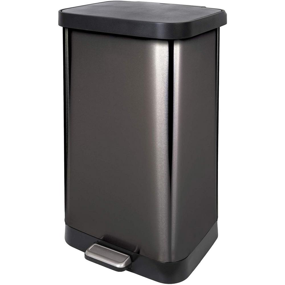 Glad 20 Gal. Stainless Steel Step Can with Antimicrobial Lid, Pewter Glad Stainless Steel Step Trash Can 20 Gallon