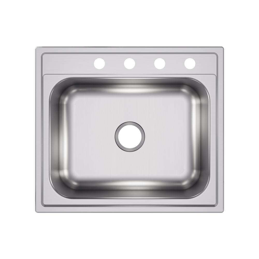 Elkay Drop In Stainless Steel 25 In 4 Hole Single Bowl Kitchen Sink   Stainless Steel Elkay Drop In Kitchen Sinks Hdsb252294 64 300 