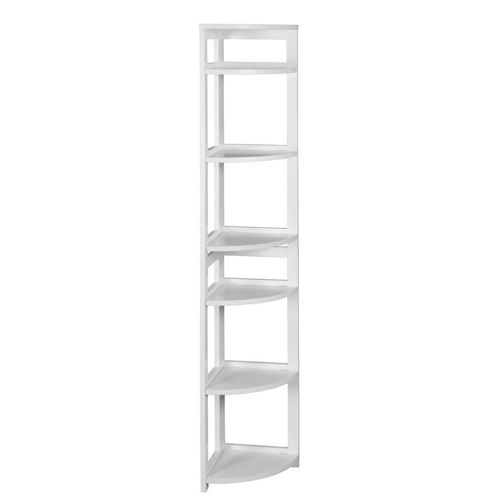 Niche Flip Flop White 6 Shelf Corner Folding Bookcase Ffc6712wh Flip Flop White 6 Shelf Corner Folding Bookcase