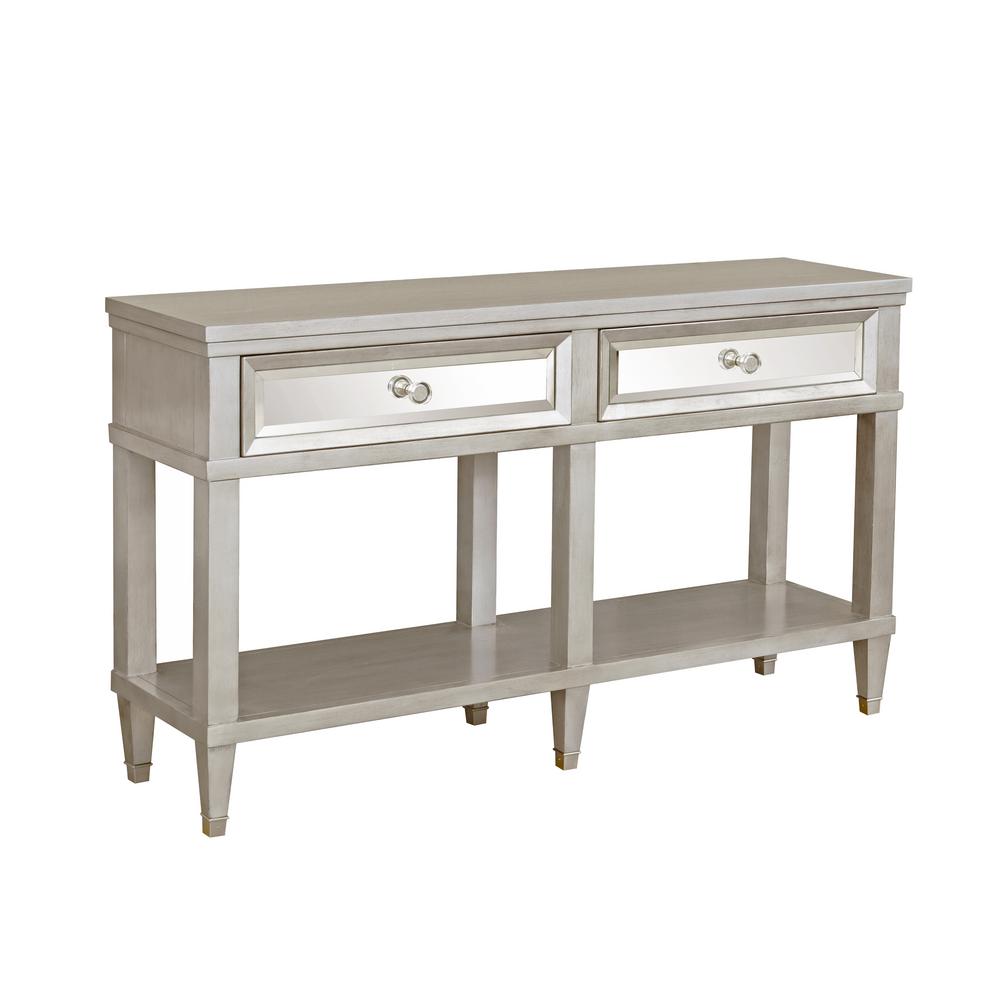 Homefare Tan 2 Drawer Mirrored Front Entryway Console Table Ds