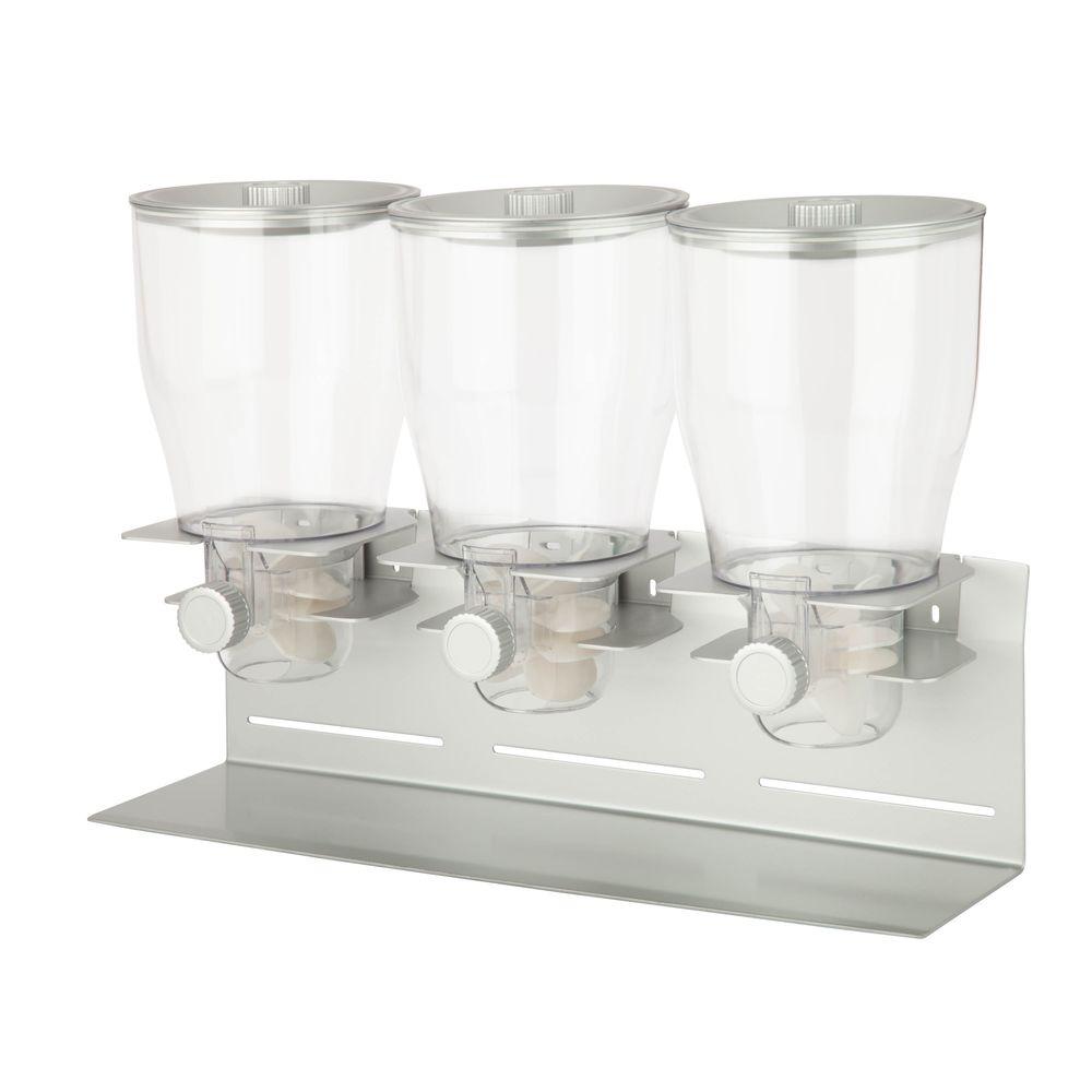 Honey Can Do Triple Canister Dry Food Cereal Dispenser In