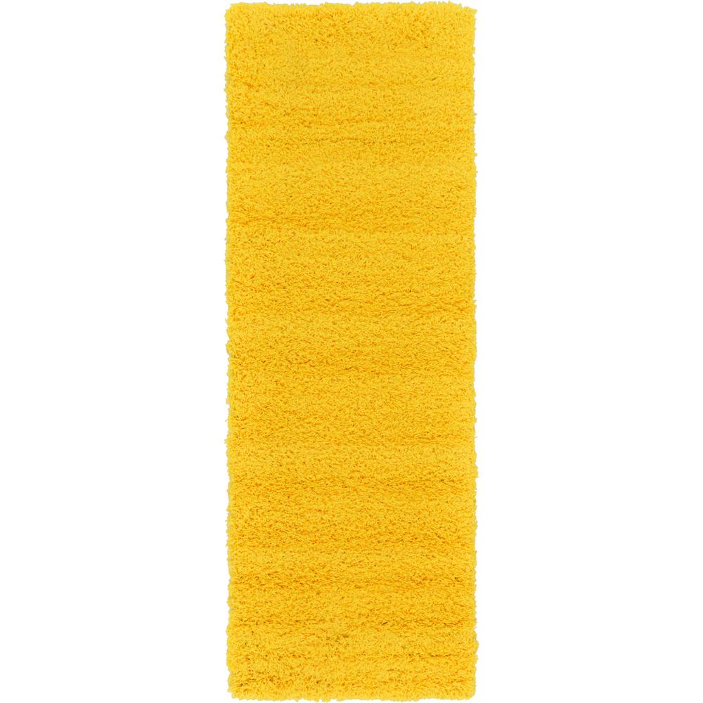 Unique Loom Solid Shag Tuscan Sun Yellow 6 ft. Runner Rug3127876 The Home Depot
