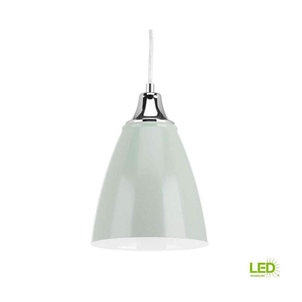 Progress Lighting Pure Collection 1 Light Pistachio Cord Hung Progress Lighting Pure Collection 1 Light Pistachio Cord Hung Integrated Led Mini Pendant With Metal