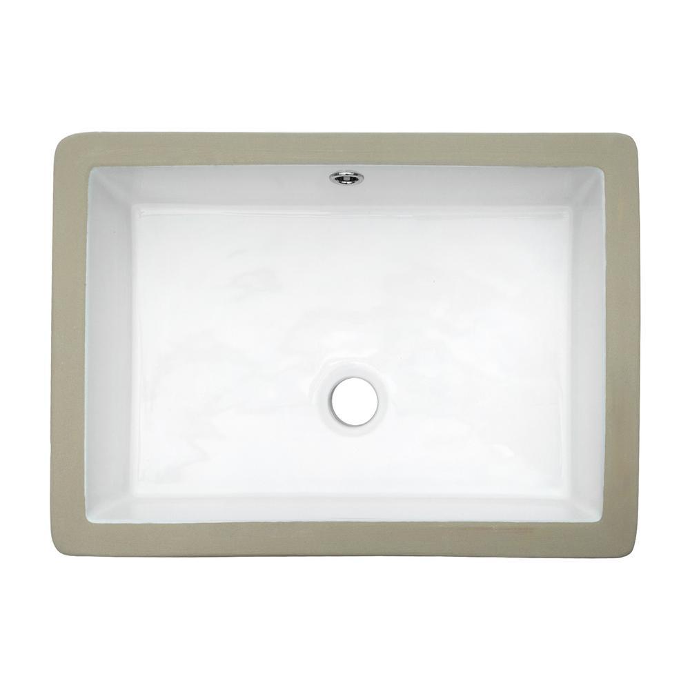 Aurora Decor 20 In X 14 In Rectangle Undermount Sink Porcelain   White Undermount Bathroom Sinks Skslh24050ve 64 600 