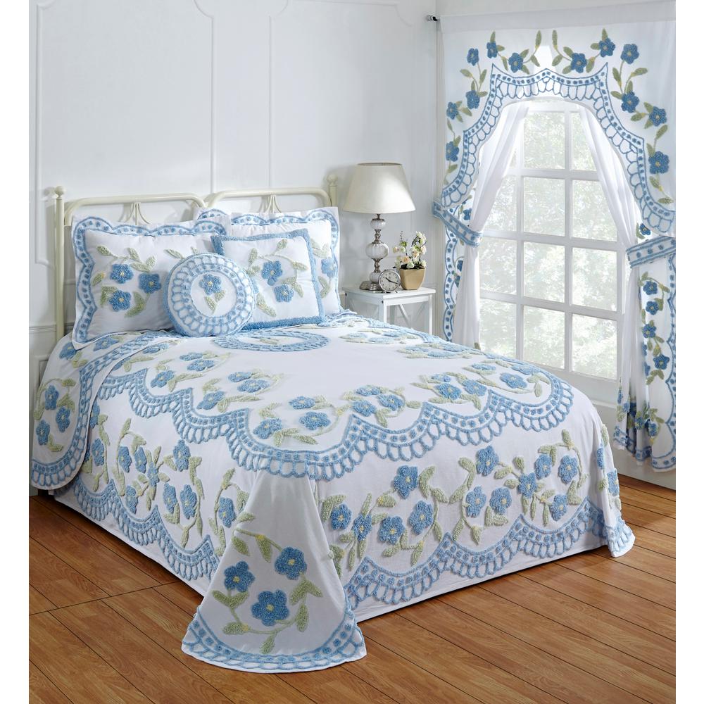 Better Trends Bloomfield 102 In X 110 In Queen Blue Bedspread Ss