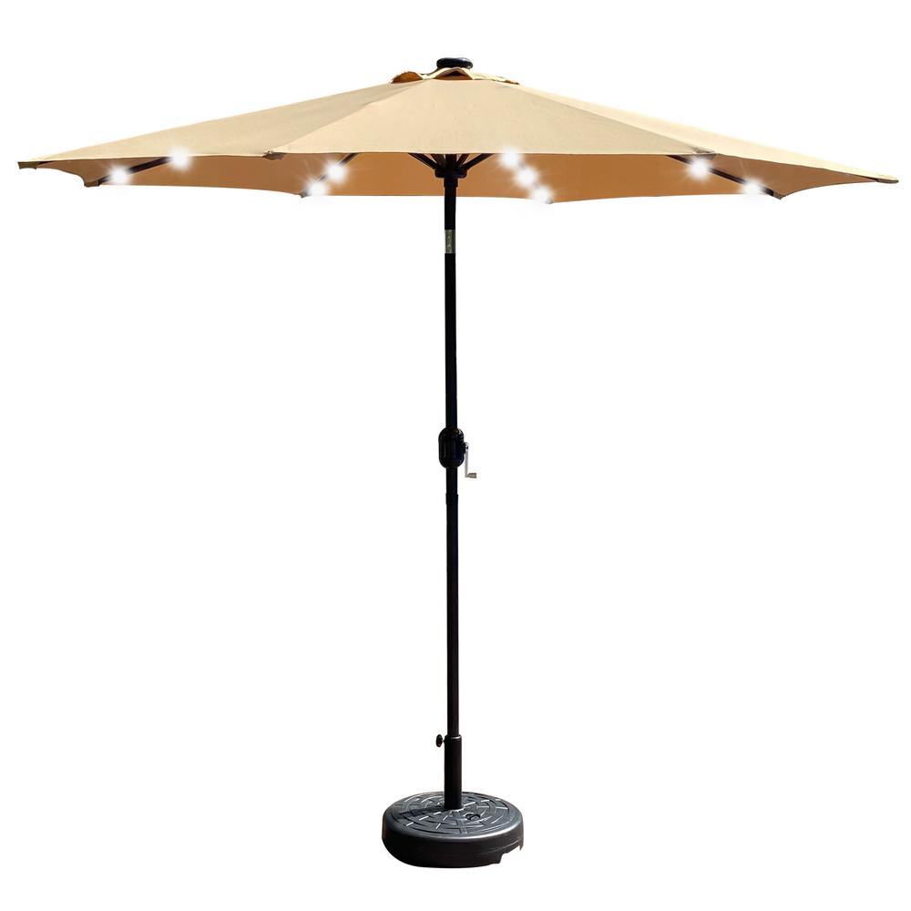 CASAINC 9 ft. Lighted Market Umbrella in TaupeORBY23904 The Home Depot