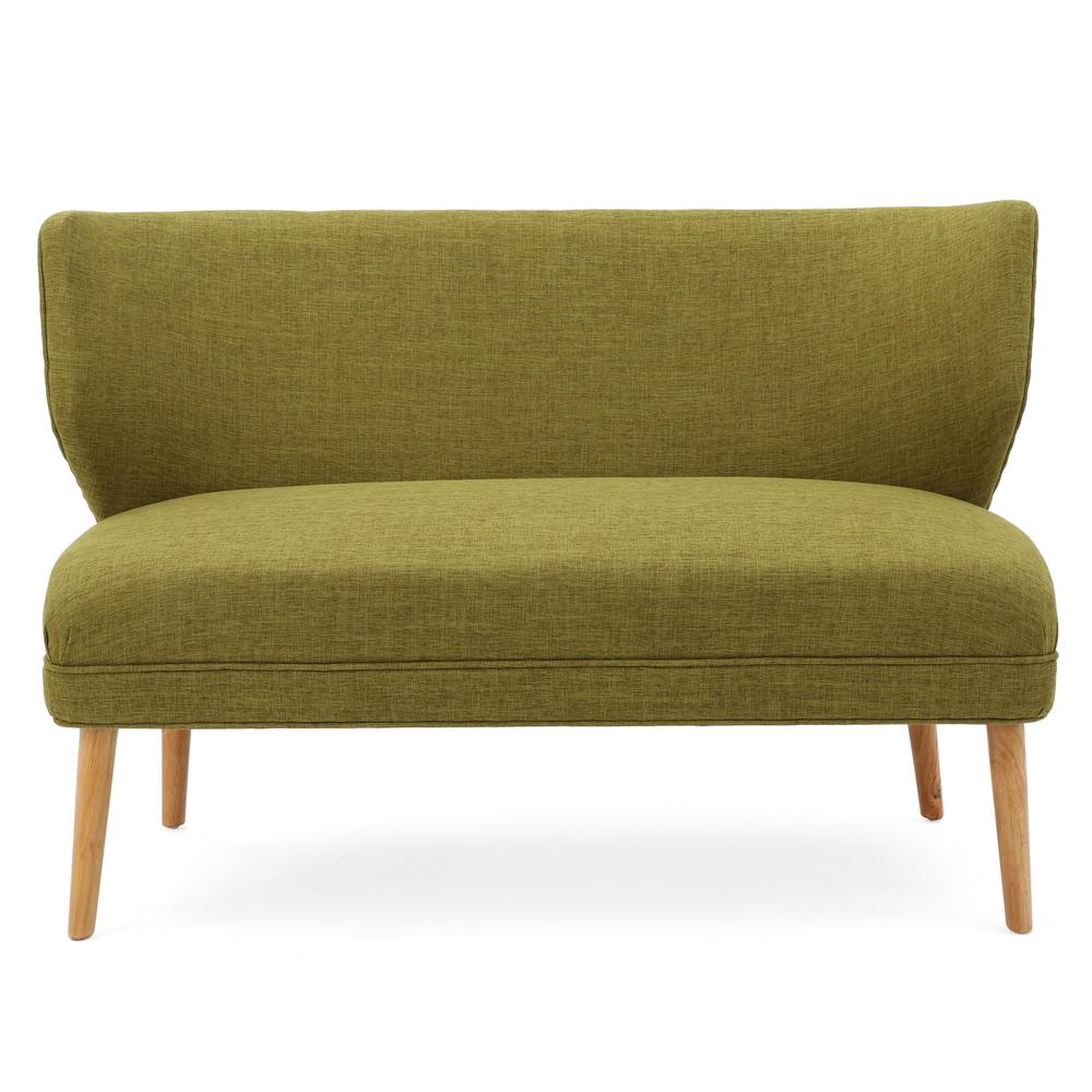 2 Seat Green Fabric Loveseat