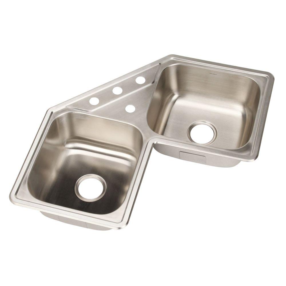 Kohler Staccato Drop In Stainless Steel 33 In 4 Hole Double Bowl