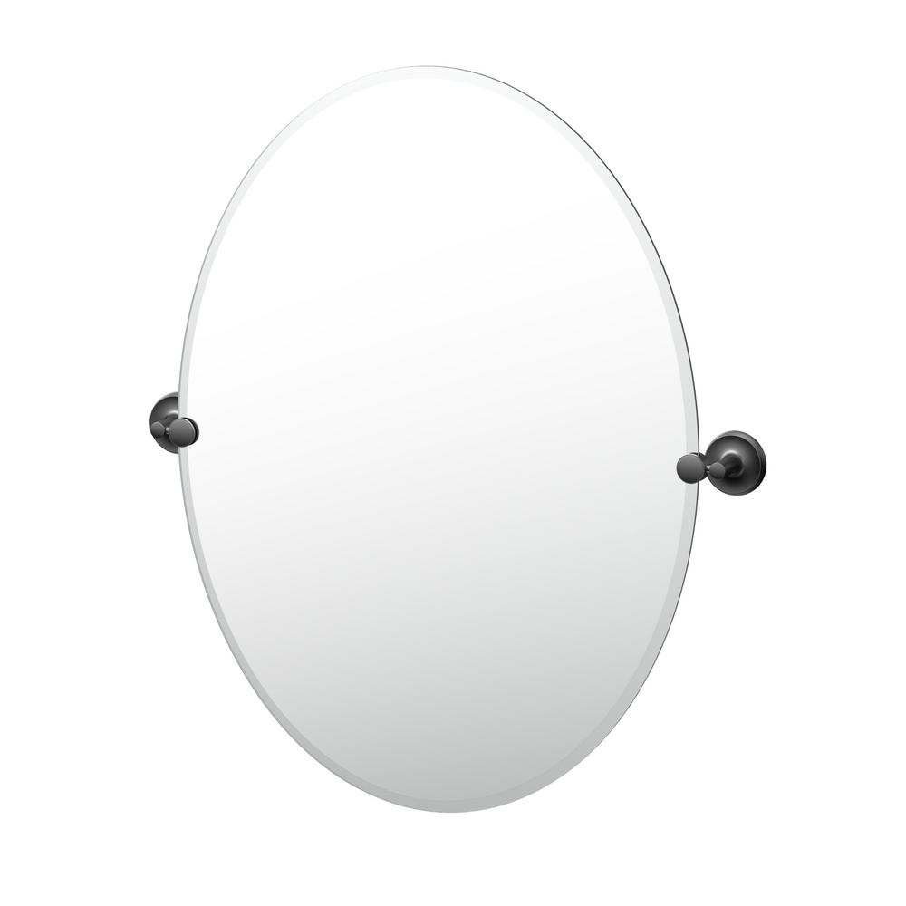 Gatco Designer 20 in. W x 27 in. H Frameless Oval Beveled Edge Bathroom Vanity Mirror in Matte