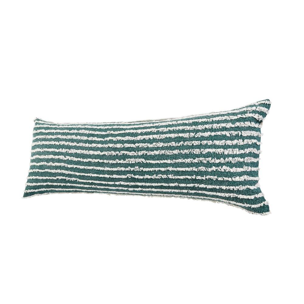 Lr Home Wispy Ways Dark Green Cream Striped Textured Poly Fill 14 In X 36 In Throw Pillow Pillo07711dej1230 The Home Depot