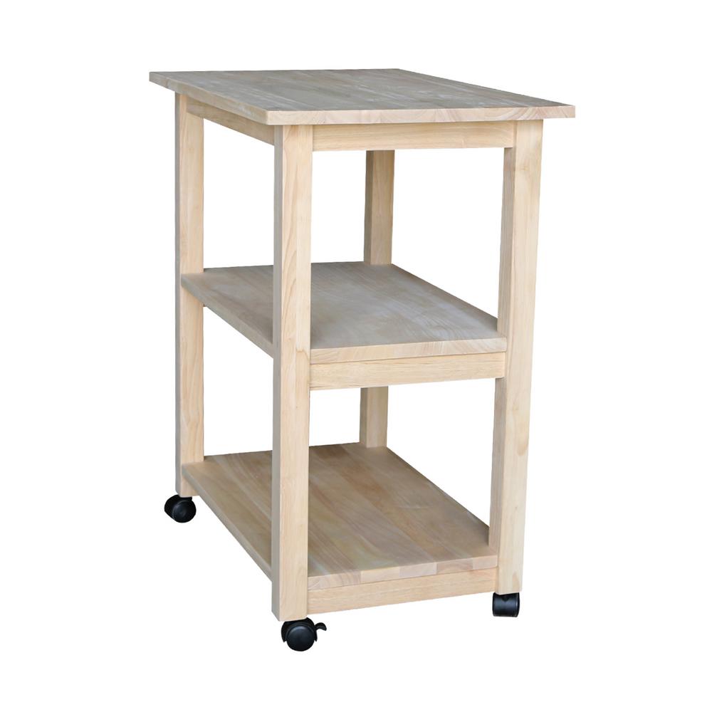 International Concepts Unfinished Microwave Cart With Shelves 185 The Home Depot Microwave Cart With Shelves 185