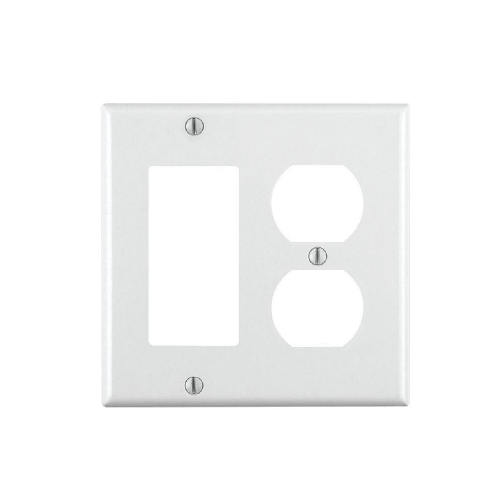 Leviton White 2 Gang 1 Decorator Rocker Duplex Wall Plate Pack 80455 W The Home Depot - Leviton White Wall Plates Leviton White 2 Gang 1 Decorator Rocker Duplex Wall Plate Pack 80455 W The Home Depot - Leviton White Wall Plates