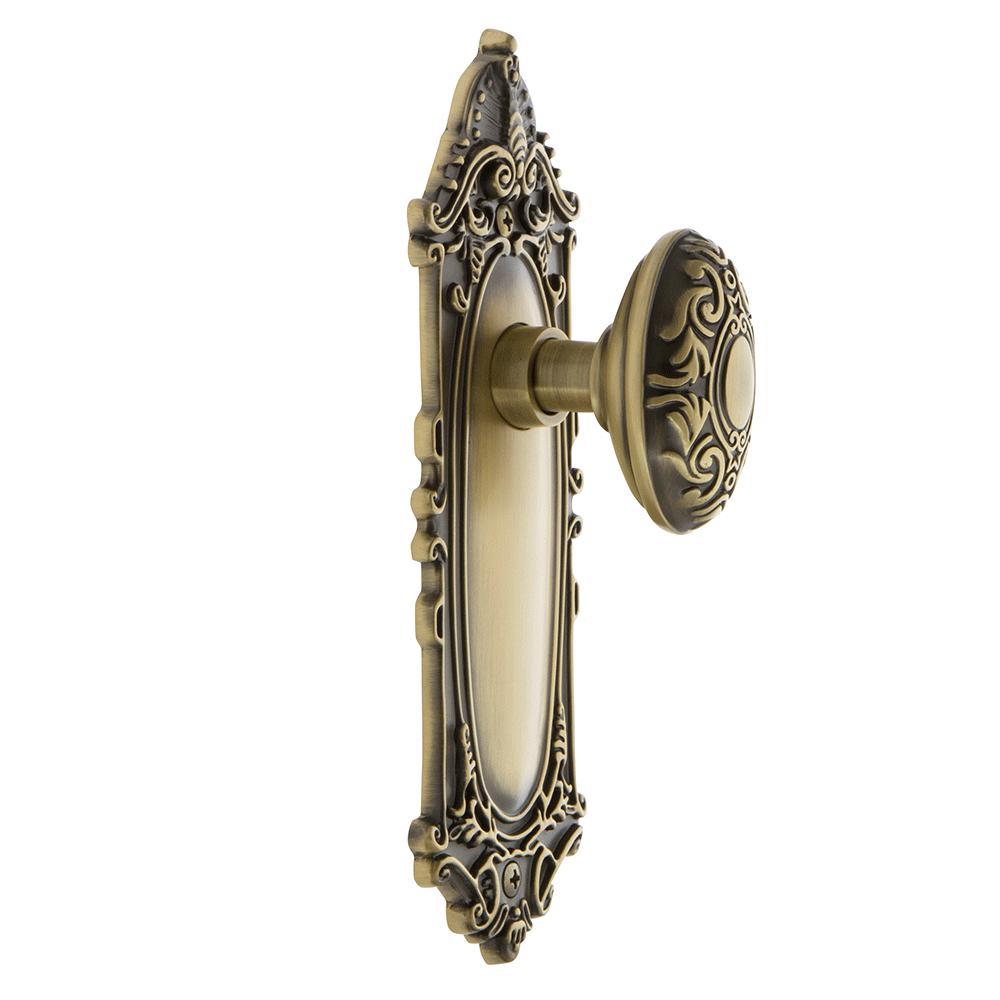 2.75 Unlaquered Brass Nostalgic Warehouse 754996 Prairie Plate with Crystal Victorian Knob Privacy Backset Size