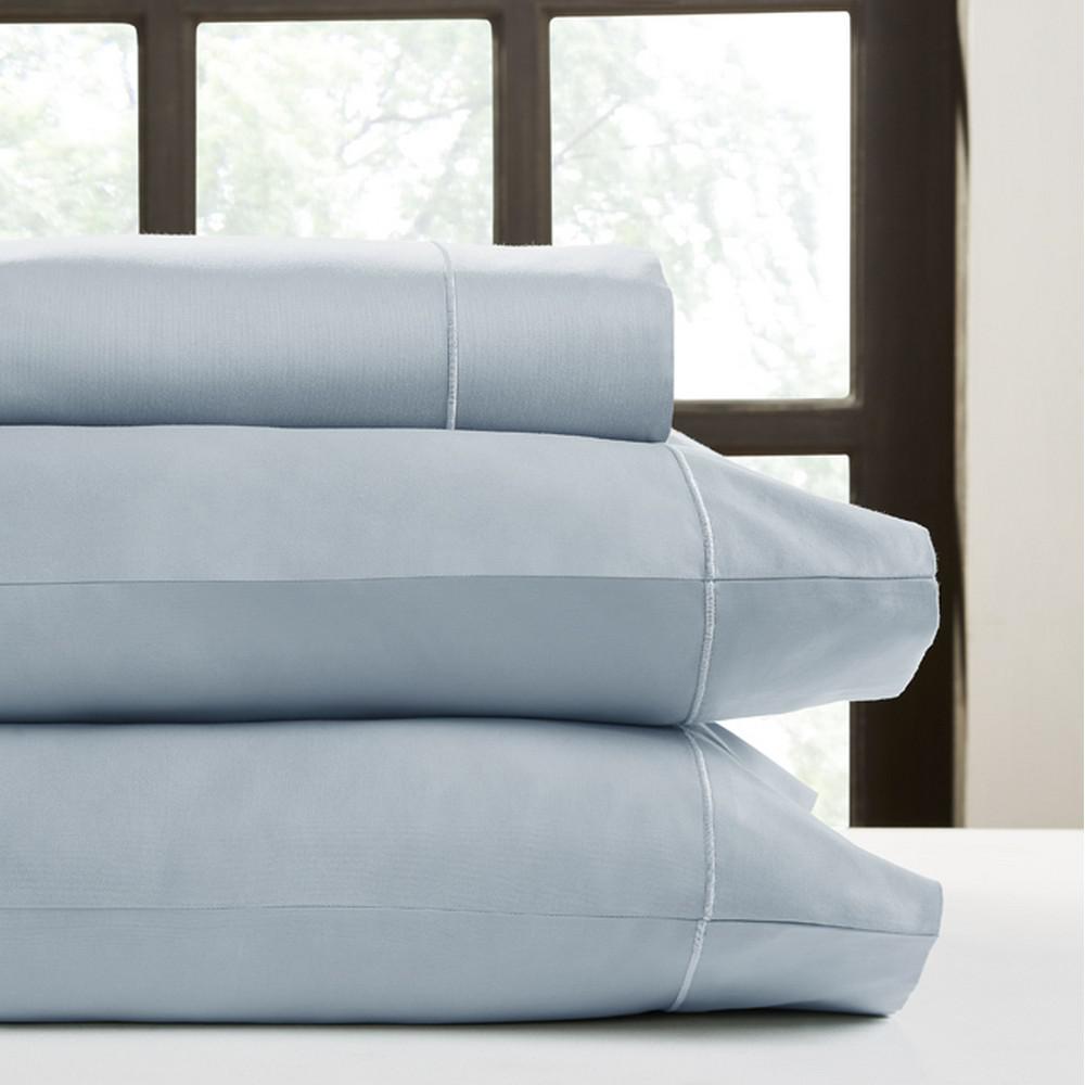 Castle Hill London Light Blue T500 Solid Combed Cotton Sa King Castle Hill London Light Blue T500 Solid Combed Cotton Sa King Sheet Set