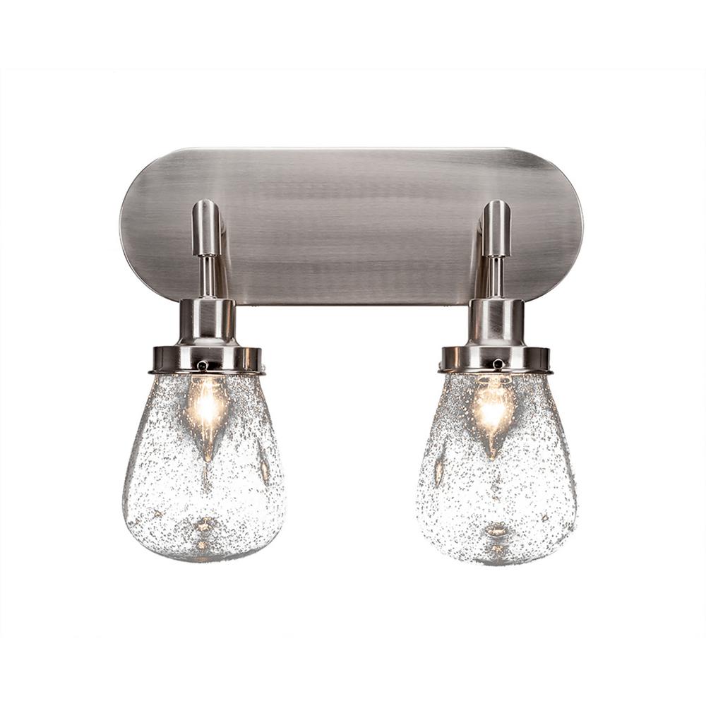 Filament Design 2 Light 15 In Brushed Nickel Vanity With 5 2 Light 15 In Brushed Nickel Vanity With 5 Clear Bubble Gl