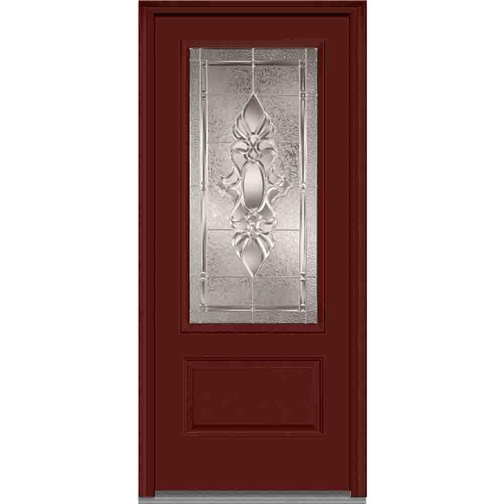 36 In X 80 In Heirlooms Left Hand Inswing 3 4 Lite Decorative Painted Fiberglass Smooth Prehung Front Door