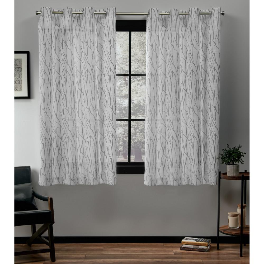 No 58 x 63 918 Alison Floral Lace Sheer Rod Pocket Curtain Panel Dove Gray