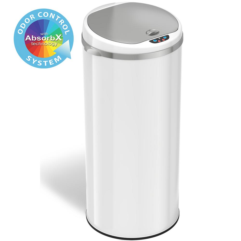 13 Gallon Stainless Steel Touchless Trash Can Not Included Powered By Batteries Oval Shape Office Waste Bin Automatic Sensor Garbage Trash Bin For Kitchen Bathroom Bedroom With Lid Brushed Waste Receptacles